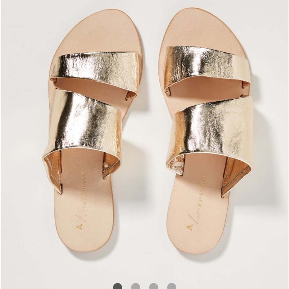 Anthropologie Classic Metallic Slide Sandals